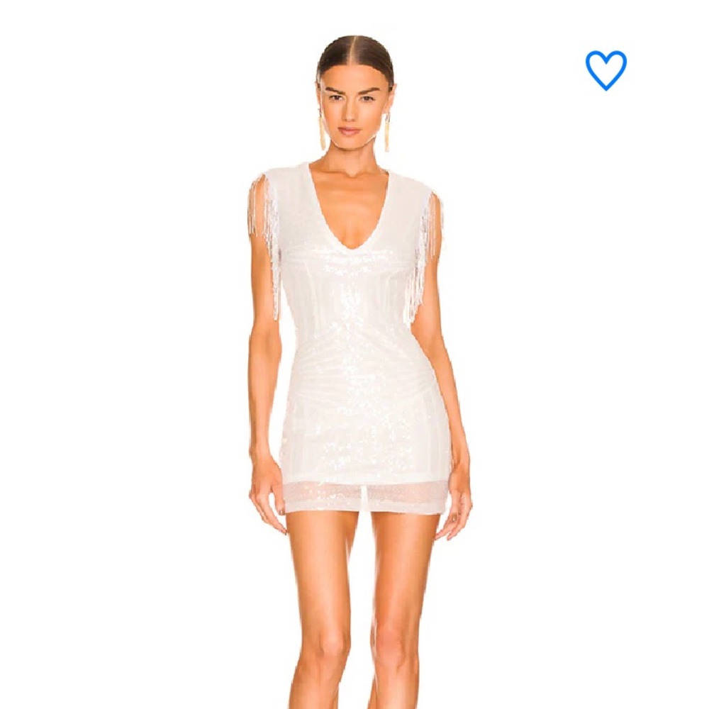 Superdown Carly fringe dress white